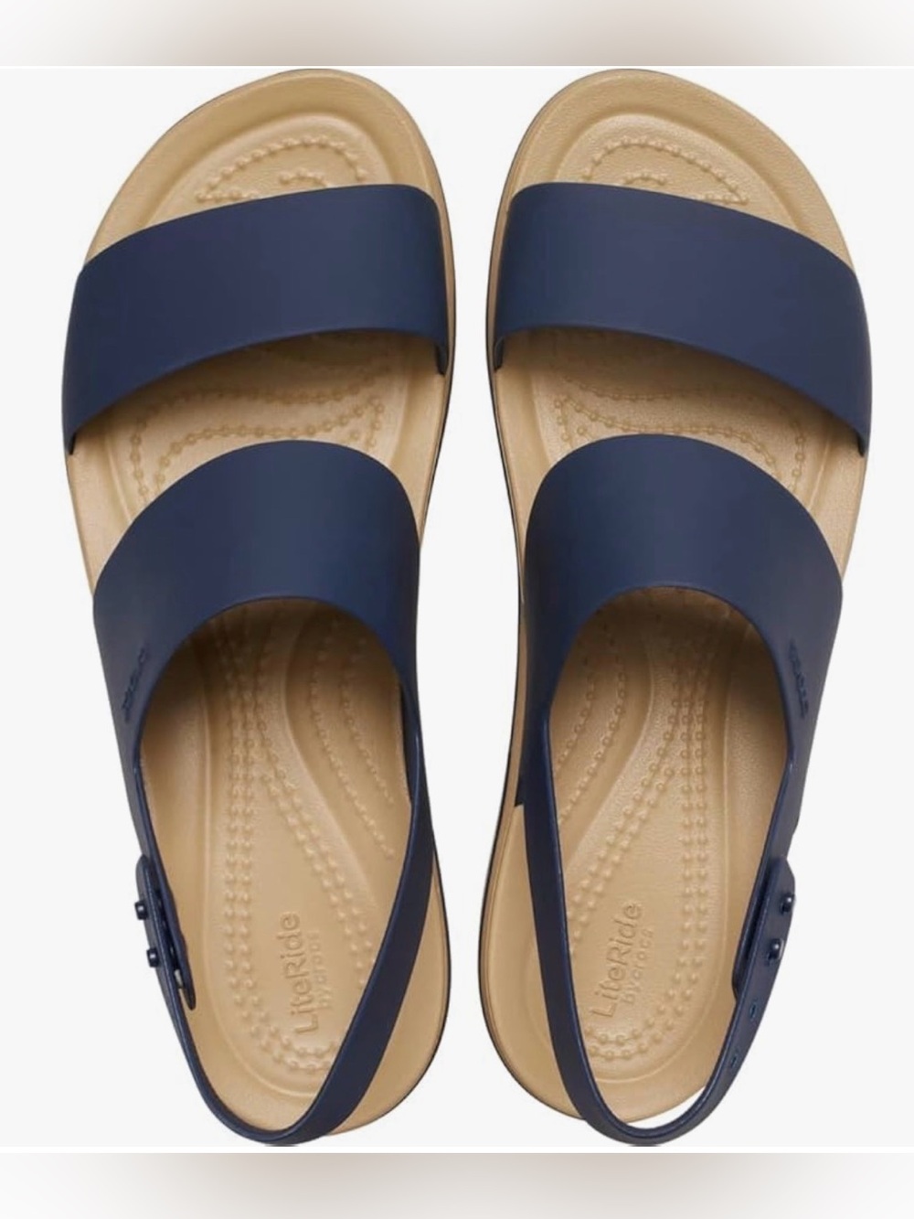 BNWT Crocs Brooklyn Matte Wrap Low Wedge Sandal in Navy Blue - Picture 3 of 10